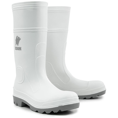 WORKWEAR, SAFETY & CORPORATE CLOTHING SPECIALISTS MOHAWK PVC NITRILE GUMBOOT WHITE WITH GREY SOLE