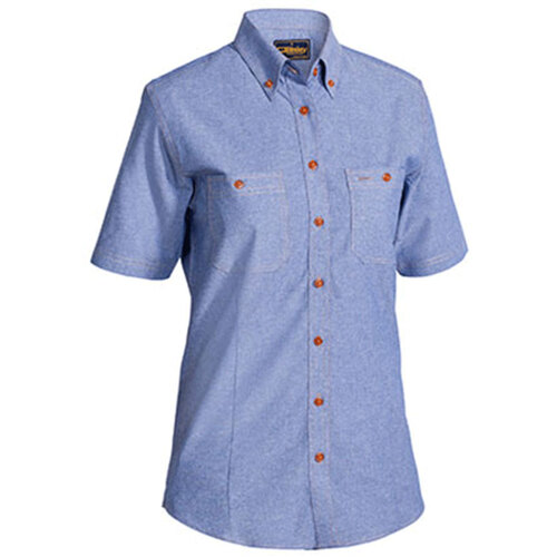 WORKWEAR, SAFETY & CORPORATE CLOTHING SPECIALISTS WOMENS CHAMBRAY SHIRT -  SHORT SLEEVE