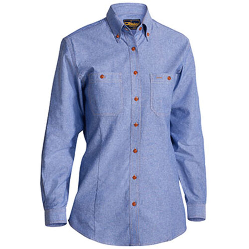 WORKWEAR, SAFETY & CORPORATE CLOTHING SPECIALISTS - WOMENS CHAMBRAY SHIRT  - LONG SLEEVE