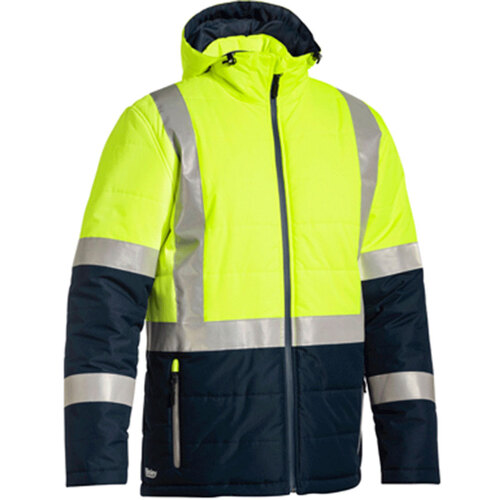 WORKWEAR, SAFETY & CORPORATE CLOTHING SPECIALISTS - TAPED HI VIS PUFFER JACKET (SHOWER PROOF)