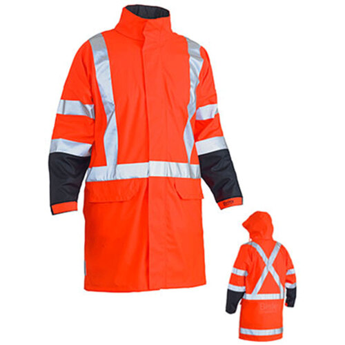 WORKWEAR, SAFETY & CORPORATE CLOTHING SPECIALISTS - X TAPED HI VIS TTMC STRETCH PU RAIN COAT