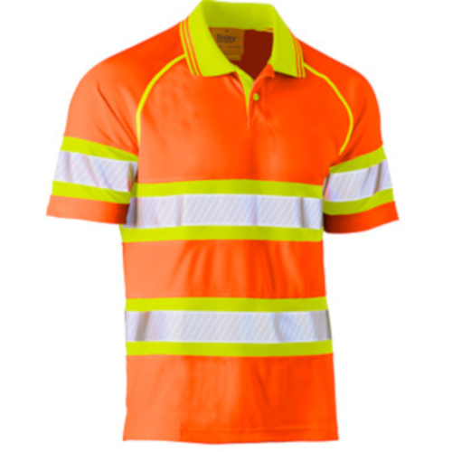 WORKWEAR, SAFETY & CORPORATE CLOTHING SPECIALISTS - TAPED DOUBLE HI VIS MESH POLO - SHORT SLEEVE