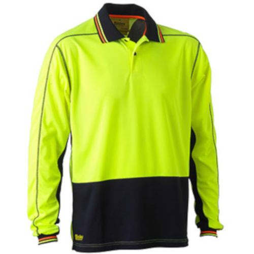 WORKWEAR, SAFETY & CORPORATE CLOTHING SPECIALISTS - HI VIS POLYESTER MESH POLO - LONG SLEEVE