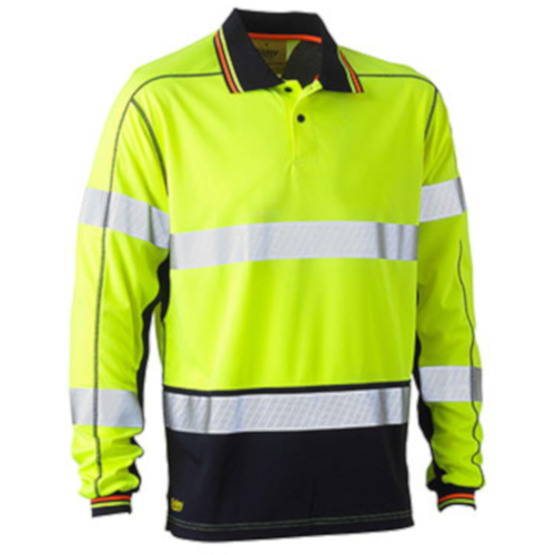 WORKWEAR, SAFETY & CORPORATE CLOTHING SPECIALISTS - TAPED HI VIS POLYESTER MESH POLO - LONG SLEEVE