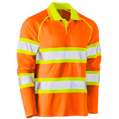 WORKWEAR, SAFETY & CORPORATE CLOTHING SPECIALISTS - TAPED DOUBLE HI VIS MESH POLO - LONG SLEEVE