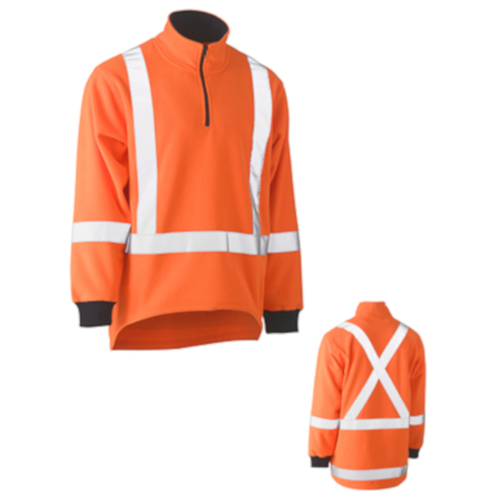 WORKWEAR, SAFETY & CORPORATE CLOTHING SPECIALISTS - TAPED TTMC-W HI VIS POLAR FLEECE JUMPER WITH X BACK