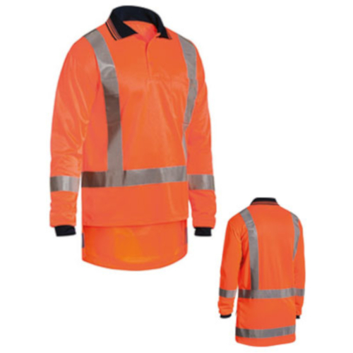 WORKWEAR, SAFETY & CORPORATE CLOTHING SPECIALISTS - TAPED TTMC-W HI VIS COOL VENTED POLYESTER MICROMESH POLO - LONG SLEEVE