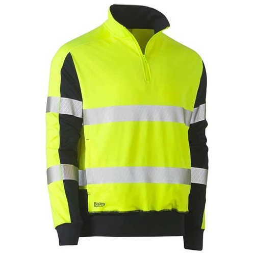 WORKWEAR, SAFETY & CORPORATE CLOTHING SPECIALISTS - TAPED HI VIS STRETCHY FLEECE ZIP PULLOVER