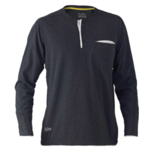 WORKWEAR, SAFETY & CORPORATE CLOTHING SPECIALISTS - FLEX & MOVE  COTTON HENLEY TEE - LONG SLEEVE