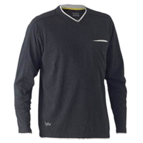 WORKWEAR, SAFETY & CORPORATE CLOTHING SPECIALISTS FLEX & MOVE  COTTON V NECK TEE - LONG SLEEVE