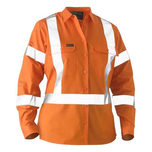 WORKWEAR, SAFETY & CORPORATE CLOTHING SPECIALISTS - WOMEN'S X TAPED HI VIS RECYCLED DRILL SHIRT
