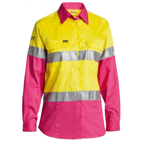 WORKWEAR, SAFETY & CORPORATE CLOTHING SPECIALISTS - WOMENS 3M TAPED COOL LIGHTWEIGHT HI VIS SHIRT - NBCF EMBROIDERY - LONG SLEEVE