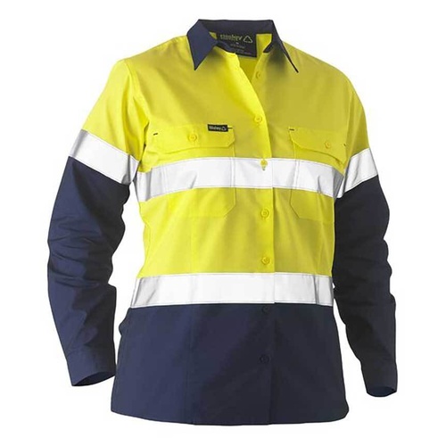 WORKWEAR, SAFETY & CORPORATE CLOTHING SPECIALISTS WOMEN'S TAPED TWO TONE HI VIS RECYCLED DRILL SHIRT