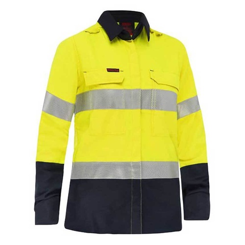 WORKWEAR, SAFETY & CORPORATE CLOTHING SPECIALISTS APEX 160 WOMEN'S TAPED HI VIS LIGHTWEIGHT FR RIPSTOP VENTED SHIRT