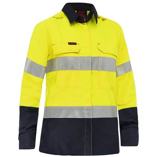WORKWEAR, SAFETY & CORPORATE CLOTHING SPECIALISTS - APEX 185 WOMEN'S TAPED HI VIS FR VENTED SHIRT