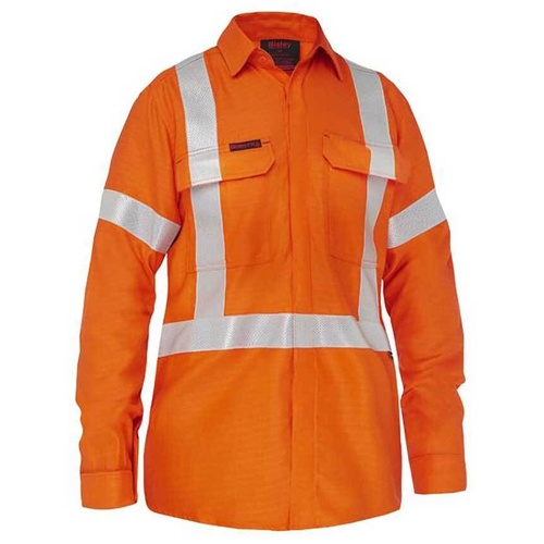 WORKWEAR, SAFETY & CORPORATE CLOTHING SPECIALISTS - APEX 185 WOMEN'S X TAPED HI VIS FR RIPSTOP VENTED SHIRT