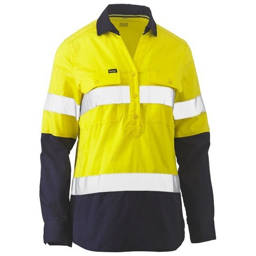 WORKWEAR, SAFETY & CORPORATE CLOTHING SPECIALISTS - WOMENS TAPED HI VIS STRETCH V-NECK SHIRT