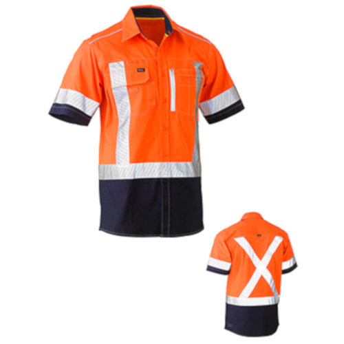 WORKWEAR, SAFETY & CORPORATE CLOTHING SPECIALISTS - FLEX & MOVE  X TAPED HI VIS UTILITY SHIRT - SHORT SLEEVE