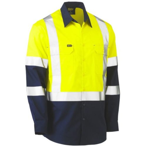 WORKWEAR, SAFETY & CORPORATE CLOTHING SPECIALISTS X TAPED BIOMOTION TWO TONE HI VIS LIGHTWEIGHT DRILL SHIRT