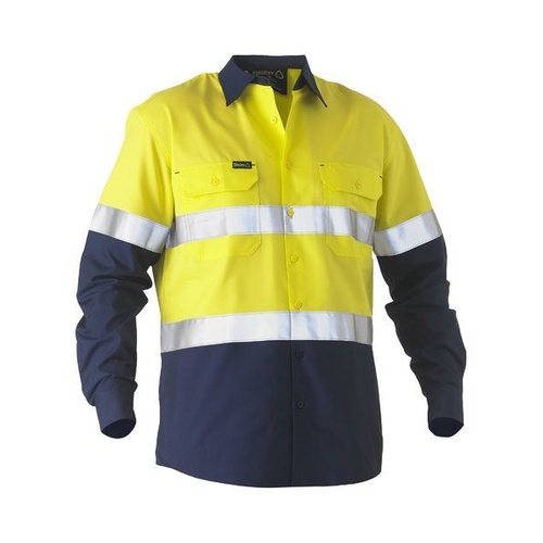 WORKWEAR, SAFETY & CORPORATE CLOTHING SPECIALISTS - TAPED TWO TONE HI VIS RECYCLED DRILL SHIRT