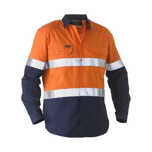 WORKWEAR, SAFETY & CORPORATE CLOTHING SPECIALISTS TAPED TWO TONE HI VIS RECYCLED DRILL SHIRT