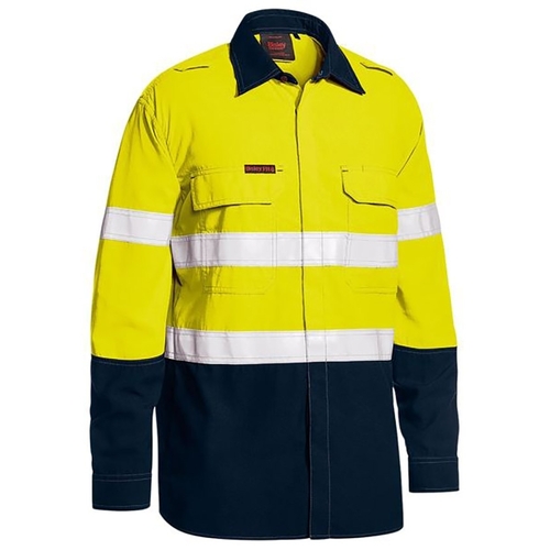 WORKWEAR, SAFETY & CORPORATE CLOTHING SPECIALISTS TENCATE TECASAFE  PLUS TAPED  TWO TONE HI VIS FR LIGHTWEIGHT VENTED SHIRT - LONG SLEEVE