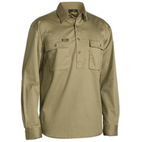 WORKWEAR, SAFETY & CORPORATE CLOTHING SPECIALISTS CLOSED FRONT COTTON DRILL SHIRT - LONG SLEEVE