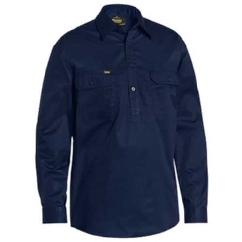 WORKWEAR, SAFETY & CORPORATE CLOTHING SPECIALISTS - CLOSED FRONT COOL LIGHTWEIGHT DRILL SHIRT - LONG SLEEVE