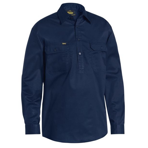 WORKWEAR, SAFETY & CORPORATE CLOTHING SPECIALISTS - CLOSED FRONT COOL LIGHTWEIGHT DRILL SHIRT - LONG SLEEVE