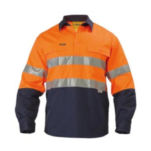 WORKWEAR, SAFETY & CORPORATE CLOTHING SPECIALISTS - 3M TAPED CLOSED FRONT HI VIS DRILL SHIRT - LONG SLEEVE