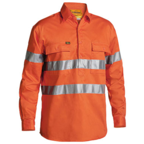 WORKWEAR, SAFETY & CORPORATE CLOTHING SPECIALISTS - 3M TAPED CLOSED FRONT HI VIS DRILL SHIRT - LONG SLEEVE