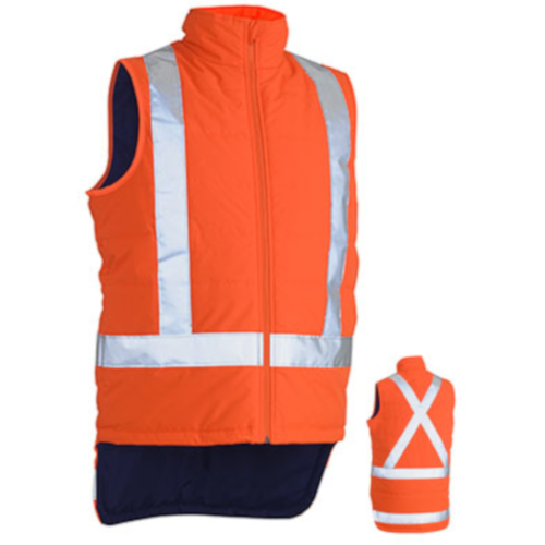 WORKWEAR, SAFETY & CORPORATE CLOTHING SPECIALISTS - TAPED HI VIS PUFFER VEST - X BACK (SHOWER PROOF)