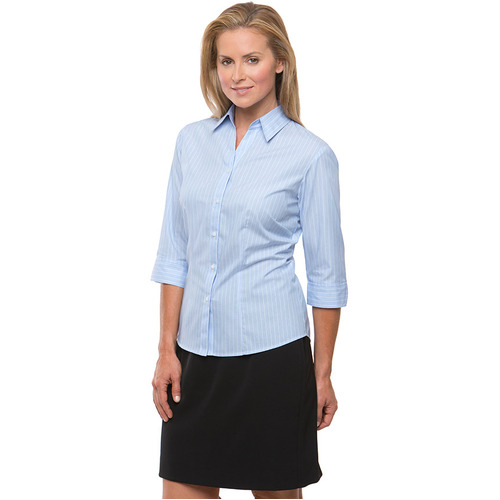 WORKWEAR, SAFETY & CORPORATE CLOTHING SPECIALISTS - Shadow Stripe 3/4 Sleeve Shirt - Ladies