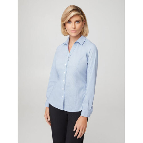 WORKWEAR, SAFETY & CORPORATE CLOTHING SPECIALISTS - City Stretch - Pinfeather Long Sleeve Shirt - Ladies