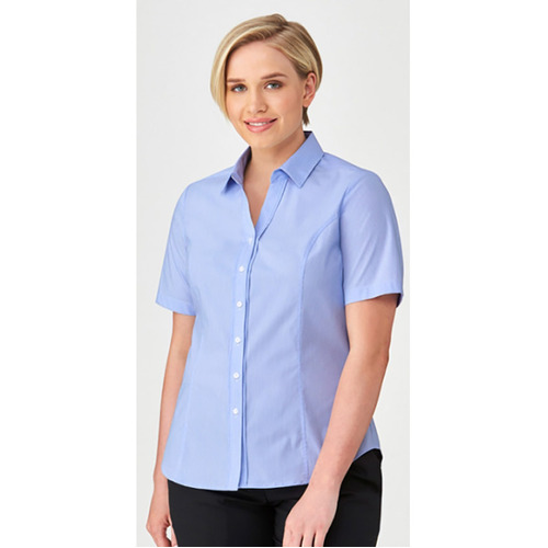 WORKWEAR, SAFETY & CORPORATE CLOTHING SPECIALISTS - City Stretch Pinfeather - Short Sleeve Shirt - Ladies