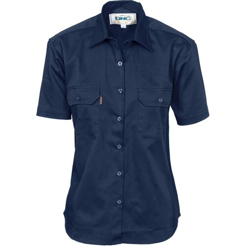 WORKWEAR, SAFETY & CORPORATE CLOTHING SPECIALISTS - Ladies Cotton Drill Work Shirt - Short Sleeve