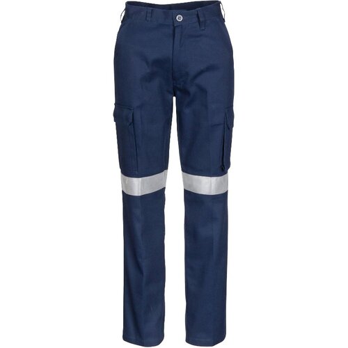 WORKWEAR, SAFETY & CORPORATE CLOTHING SPECIALISTS Ladies Cotton Drill Cargo Pants with 3M Reflective Tape