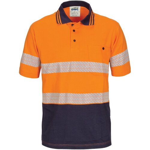 WORKWEAR, SAFETY & CORPORATE CLOTHING SPECIALISTS - HiVis Segment Taped Cotton Jersey Polo-Short Sleeve