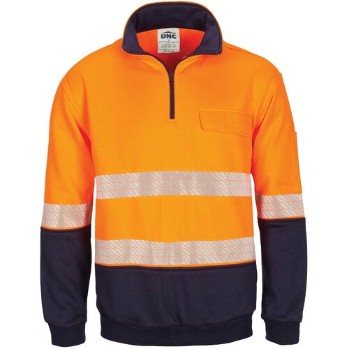 WORKWEAR, SAFETY & CORPORATE CLOTHING SPECIALISTS - HiVis Segment Taped 1/2 Zip Fleecy Windcheater