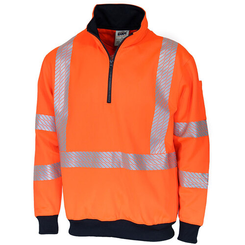 WORKWEAR, SAFETY & CORPORATE CLOTHING SPECIALISTS - HIVIS X BACK 1/2 ZIP COTTON JUMPER