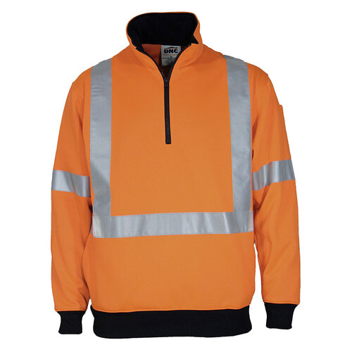 WORKWEAR, SAFETY & CORPORATE CLOTHING SPECIALISTS HIVIS X BACK 1/2 ZIP COTTON JUMPER