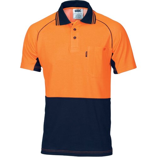 WORKWEAR, SAFETY & CORPORATE CLOTHING SPECIALISTS - HiVis Cotton Backed Cool-Breeze Contrast Polo - Short Sleeve