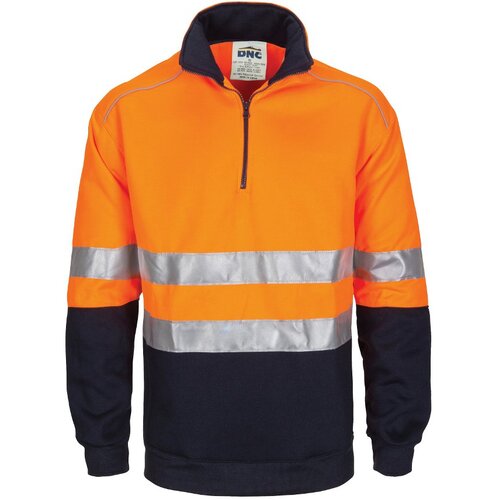 WORKWEAR, SAFETY & CORPORATE CLOTHING SPECIALISTS - HiVis 1/2 Zip Fleecy with Hoop Pattern CSR Reflective Tape