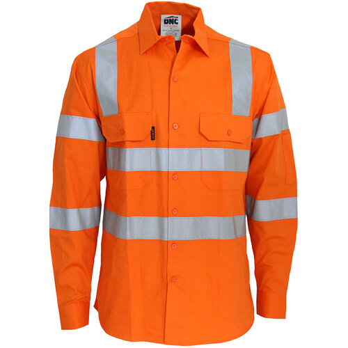 WORKWEAR, SAFETY & CORPORATE CLOTHING SPECIALISTS - HIVIS R/W CSR R/TAPE VIC RAIL SHIRT - LS