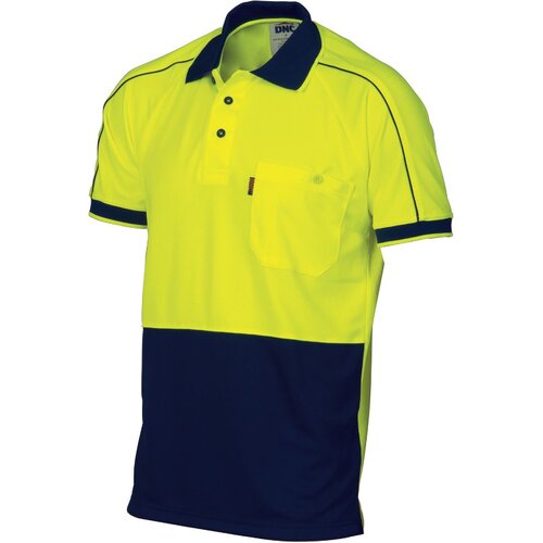 WORKWEAR, SAFETY & CORPORATE CLOTHING SPECIALISTS - HiVis Cool-Breathe Double Piping Polo - Short Sleeve