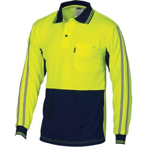 WORKWEAR, SAFETY & CORPORATE CLOTHING SPECIALISTS - HiVis Cool-Breathe Stripe Polo - long Sleeve