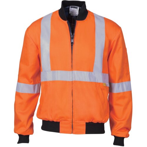 WORKWEAR, SAFETY & CORPORATE CLOTHING SPECIALISTS HiVis Cotton Bomber Jacket with  X  Back & additional CSR R/Tape below