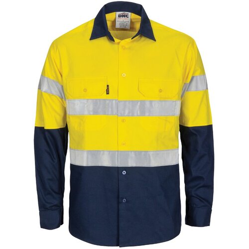 WORKWEAR, SAFETY & CORPORATE CLOTHING SPECIALISTS HiVis R/W Cool-Breeze T2 Vertical Vented Cotton Shirt with Gusset Sleeves, Generic R/Tape - Long Sle