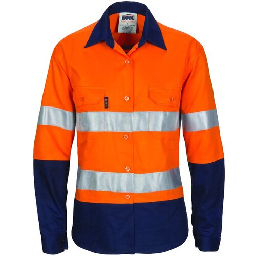 WORKWEAR, SAFETY & CORPORATE CLOTHING SPECIALISTS - Ladies HiVis Cool-Breeze Cotton Shirt with CSR R/Tape - Long Sleeve