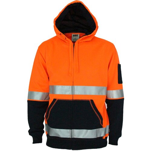 WORKWEAR, SAFETY & CORPORATE CLOTHING SPECIALISTS - Hivis 2 tone full zip super fleecy hoodie with CSR R/tape